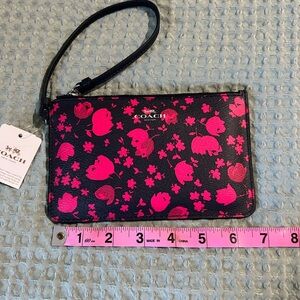 Coach Black and Pink Floral Wristlet